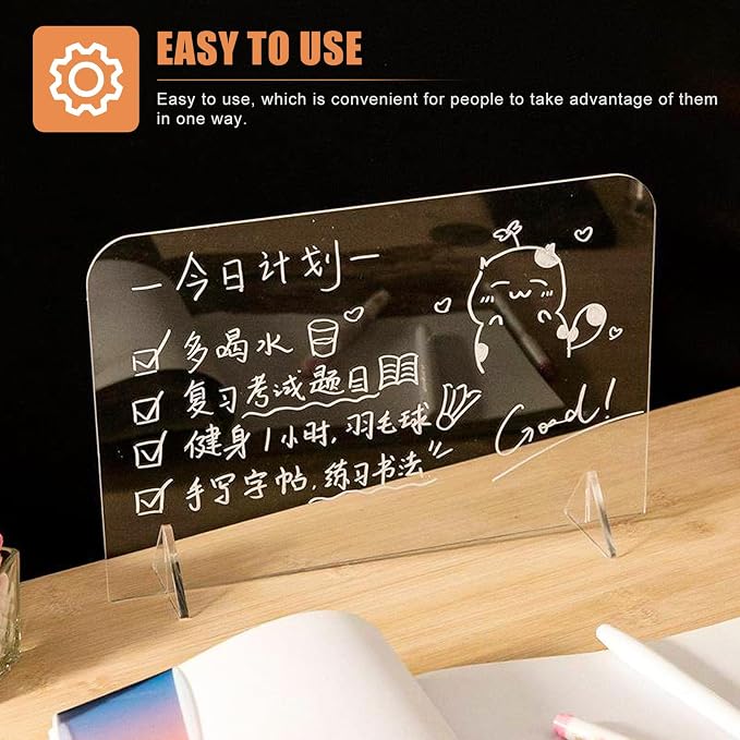 ELAYARD 5pcs Acrylic Desktop Whiteboards Clear Writing Message Boards Simple - Image 7