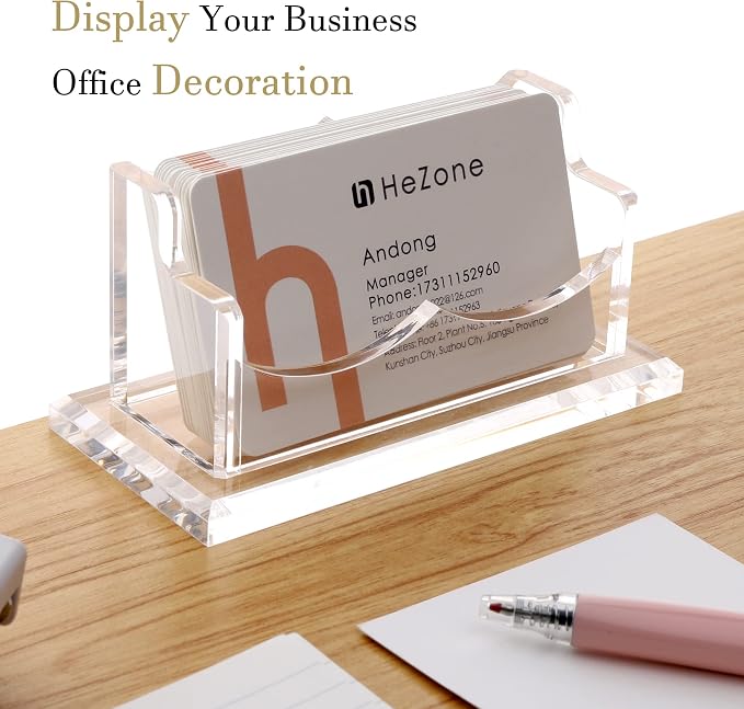 HeZone Business Card Holder for Desk Display, Business Cards Case Rack 1 Pack - Image 5