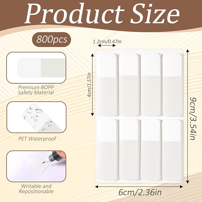 800 Pcs Sticky Index Tabs Pop up Page Flags Repositionable and Writable Book - Image 2