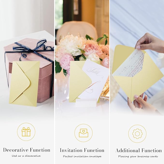 Shimmer Cream Envelopes 5.25 x 7.25 inches 100 PCS, 120 GSM Goefun A7 Euro Flap - Image 4