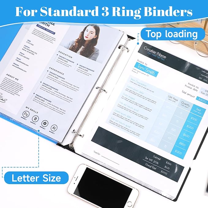 50 Pack Sheet Protectors for 3 Ring Binder - Image 2