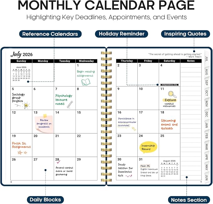 Planner 2026-2027, 8.5" x 11" Weekly and Monthly Academic Year Planner Calendar - Image 2