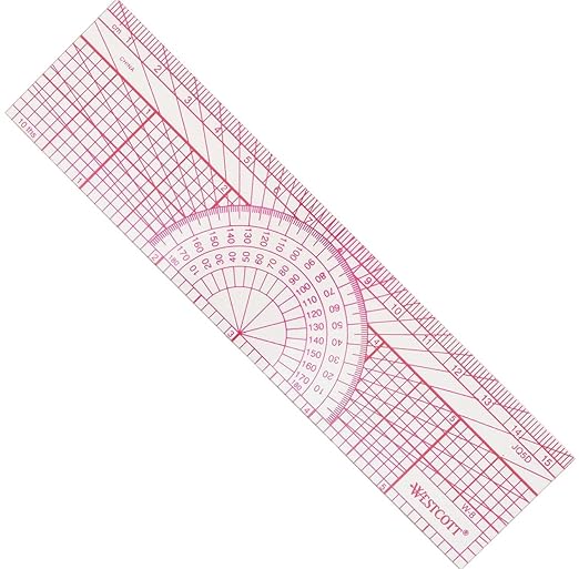 Westcott Engineers' Protractor Ruler, Dual-Scales Cm and Tenths-Inch, by Westcott