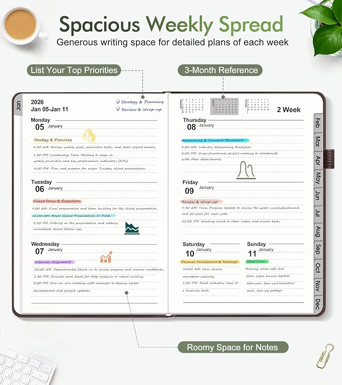 2026 Weekly & Monthly Planner, 12 Months Hardcover Planner from January 2026 - Image 3
