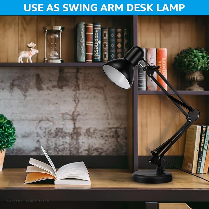 TORCHSTAR Metal Desk Lamp with Clamp, Swing Arm, Architect Adjustable Gooseneck - Image 3