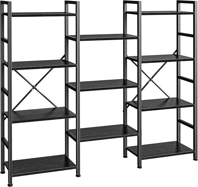 SUPERJARE Triple 4 Tier Bookshelf, Bookcase by SUPERJARE