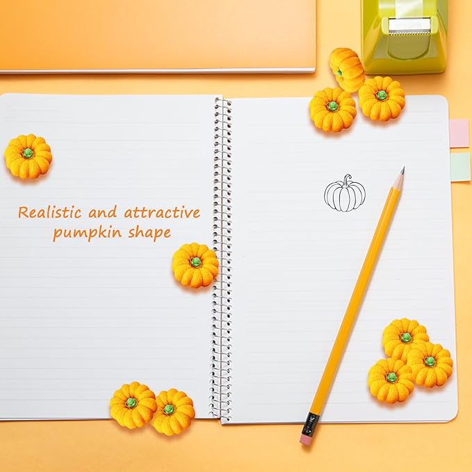 Pumpkin Erasers Bulk Party Favors Mini Pumpkin Erasers for Children Students Back to School Gifts Classroom Counting Math Manipulative Counters Teacher Rewarding Gift 50pcs-DeskLoop Office