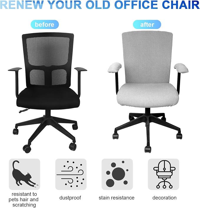 Tallew 8 Pcs Office Chair Covers Set Computer Universal Protective Stretchable - Image 4
