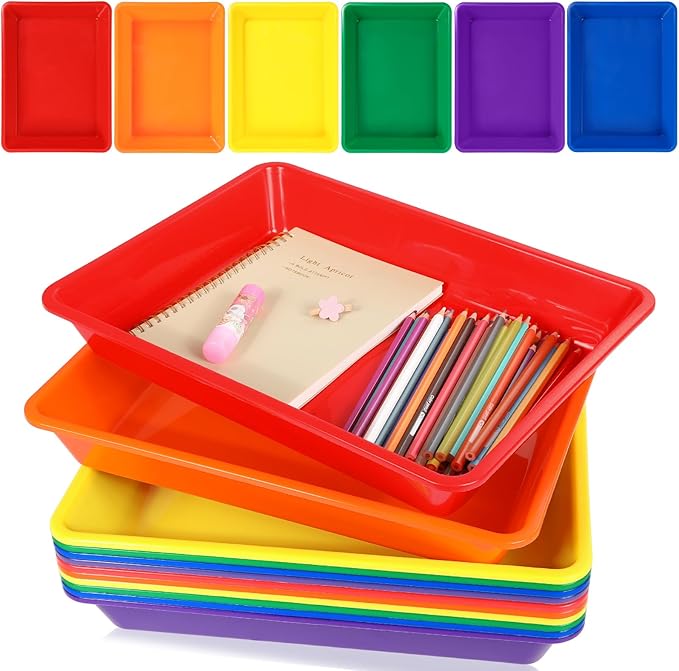 12 Pack Letter Size Flat Storage Paper Tray Organizer Bin Tray Plastic by gisgfim