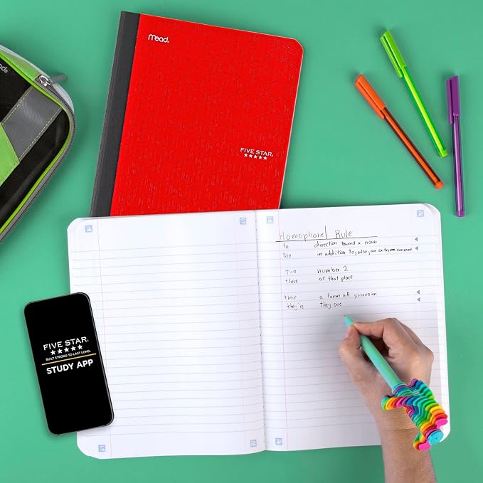 Five Star Composition Book + Study App, 4 Pack, Wide Ruled Paper, 7-1/2" x - Image 9