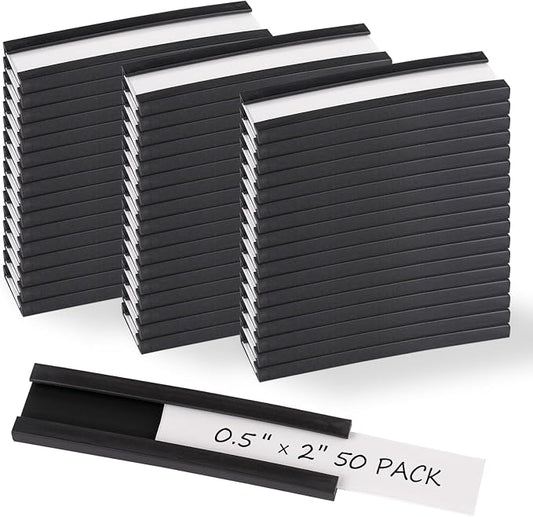Realth C Channel Magentic Label Holders 50 Pack 0.5" x 2" by Realth