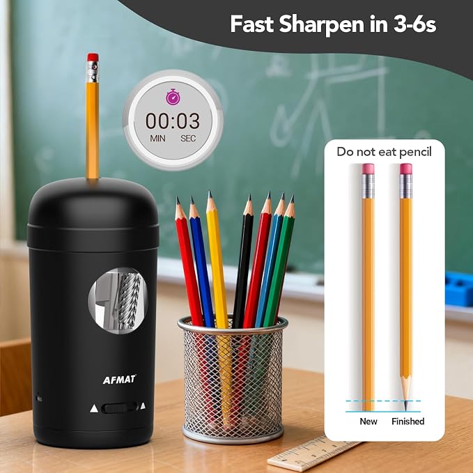 AFMAT Electric Pencil Sharpener, Fully Automatic Pencil Sharpener - Image 7