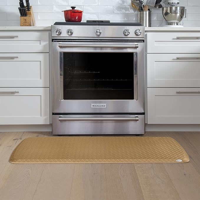 GelPro Elite Premier Gel & Foam Anti-Fatigue Kitchen Floor Comfort Mat, 20" x 48", Basketweave Khaki-DeskLoop Office