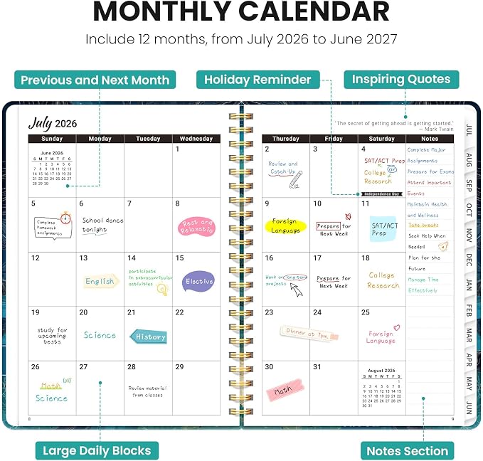 Planner 2026-2027, Hardcover Monthly and Weekly Academic Planner July 2026 - Image 2