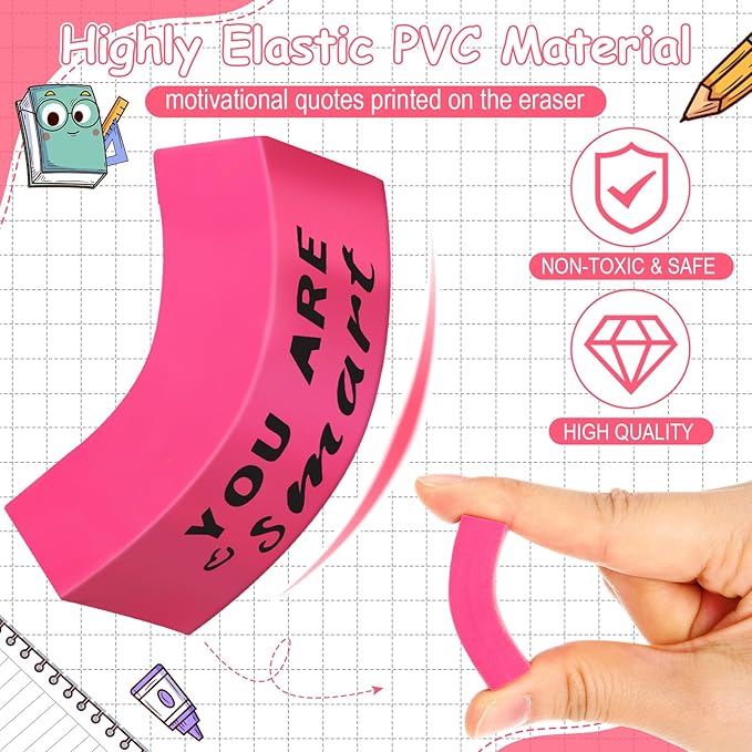 180 Pcs Inspirational Erasers for Kids Christian Pencil Erasers Bulk, Back-to-School Gifts Motivational and Cute Supplies for Students Classrooms, Drawing (Multicolor,Motivational)-DeskLoop Office