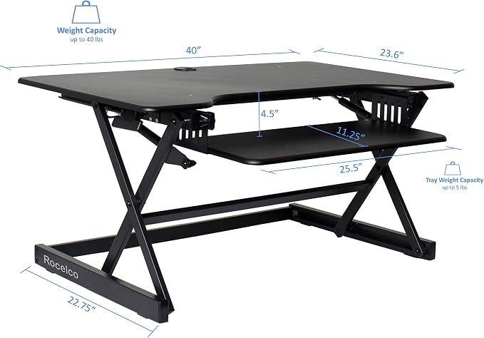 Rocelco 40" Large Height Adjustable Standing Desk BUNDLE - Image 7