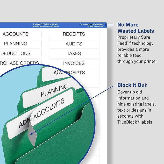 Avery 8366 Permanent Filing Labels, 1/3 Cut - Image 4