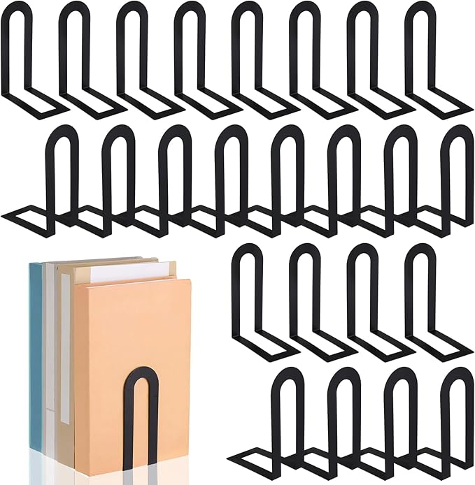 Chunful 24 Pcs Black Book Ends Bulk by Chunful