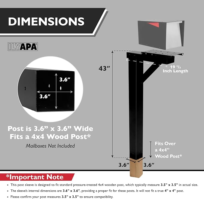 Ilyapa Black Metal Mailbox Post - Image 2