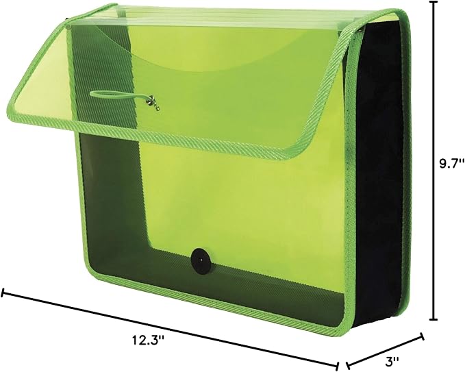 Lion Expand-N-File Poly Expanding Wallet, 3 inch Gusset, Transparent Green - Image 2