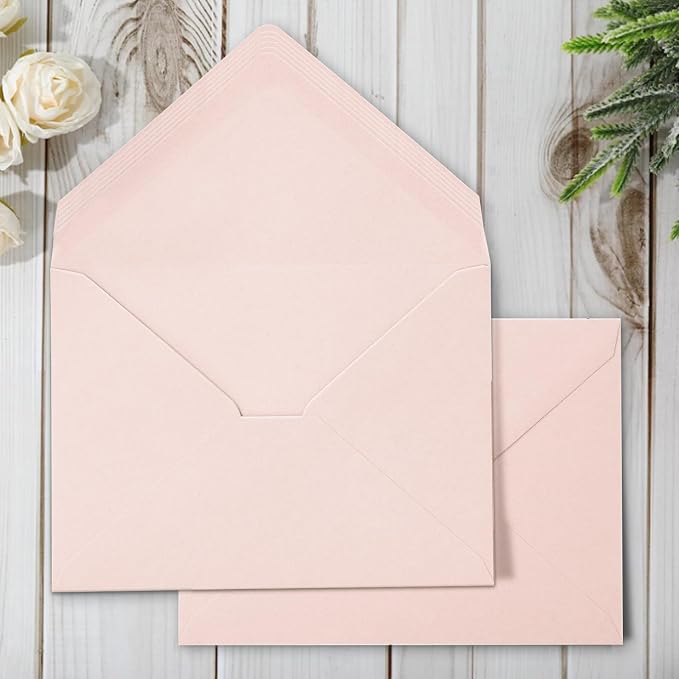 Whaline 50Pcs A7 Invitation Envelopes Set Blush Pink Greeting Card Envelopes by Whaline