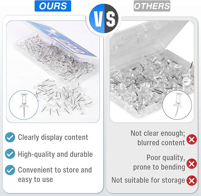 200 Pcs Clear Push Pins Tacks - Image 4