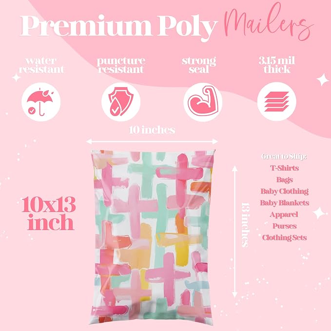 Pretty Package Store 10x13 Designer Poly Mailer 100 Pack Heavy Duty Waterproof - Image 3