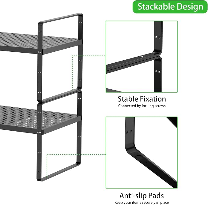 SOFRON Expandable Cabinet Organizer Shelf, Stackable Shelf Riser - Image 4