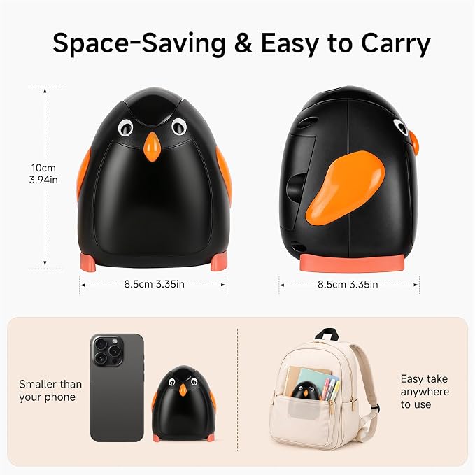 Penguin Battery Operated Pencil Sharpener, Animal-Inspired Desktop Stationery - Image 3