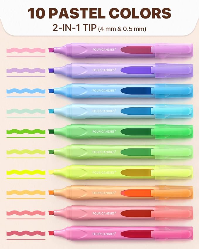 Four Candies Highlighters Assorted Colors, Liquid Highlighter - Image 2