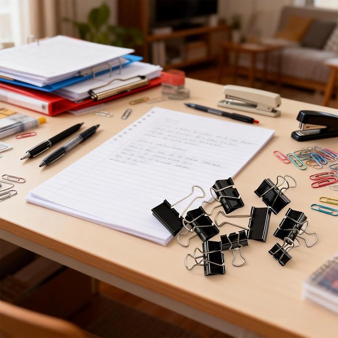 110PCS Black Binder Clips Assorted Sizes, 4 Sizes Large Medium Small Mini Paper - Image 7