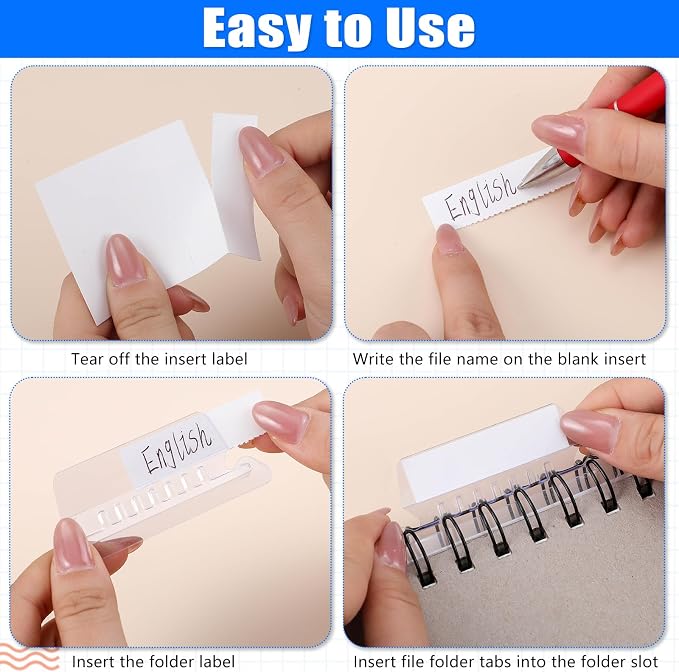 80 Pcs File Folder Tabs and 80 Pcs 2 Inch Hanging File Inserts Labels, Plastic - Image 3