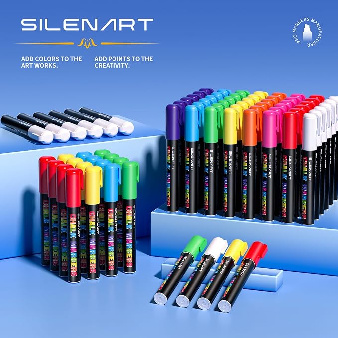 SILENART Liquid Chalk Markers Pink - 15mm Jumbo Tip Car Marker - Wide Thick - Image 3