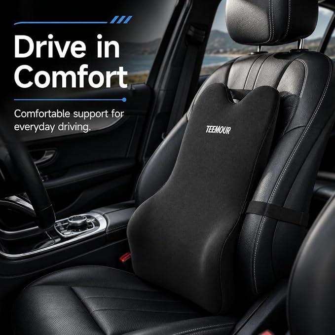 Teemour Lumbar Support Pillow for Car Seat, Memory Foam Back Support Pillow - Image 3