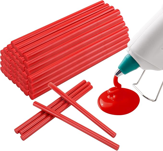MATUFF Red hot Glue Sticks Full Size 0.43” Dia x 8” Long, 52 pcs Hot melt Adhesive Glue Sticks, All-Purpose Colored Glue Gun Sticks for Christmas Decoration Crafts Arts School Home Repair Bonding-DeskLoop Office