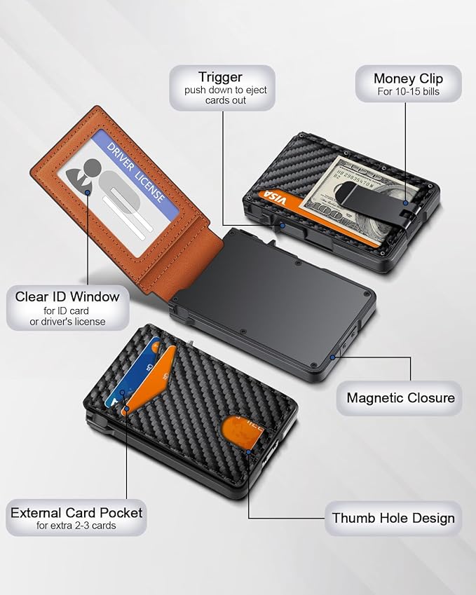 ZALVEX Wallet for Men, Mens Minimalist Wallet 9-13 Cards, Slim Compact Wallet - Image 3