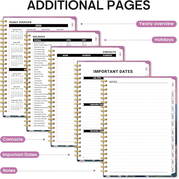 Planner 2026–2027, Academic Monthly Weekly Spiral Calendar, July 2026 – June - Image 5