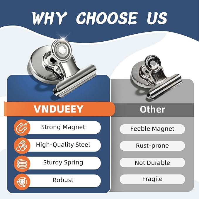 VNDUEEY 6 Pack Silver Refrigerator Magnets Fridge Magnets, Magnetic Clips - Image 8