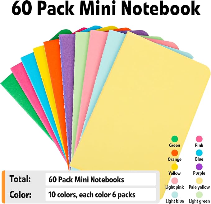 60 Pack Small Lined Notepads Bulk, Mini Journal Pocket Notebooks Set 3.5 Inch x - Image 6