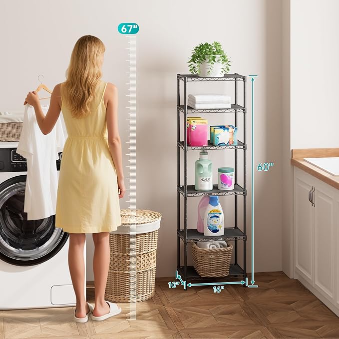 SINGAYE 6 Shelves Bathroom Organizers and Storage Shelf Wire Closet Metal - Image 4