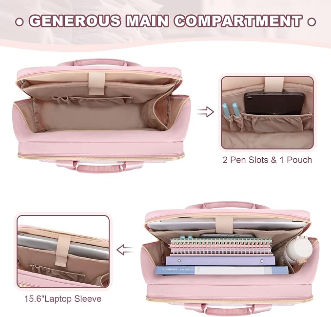 Teacher Bag with Accordion File Organizer, 15.6 Inch Laptop Briefcase - Image 5