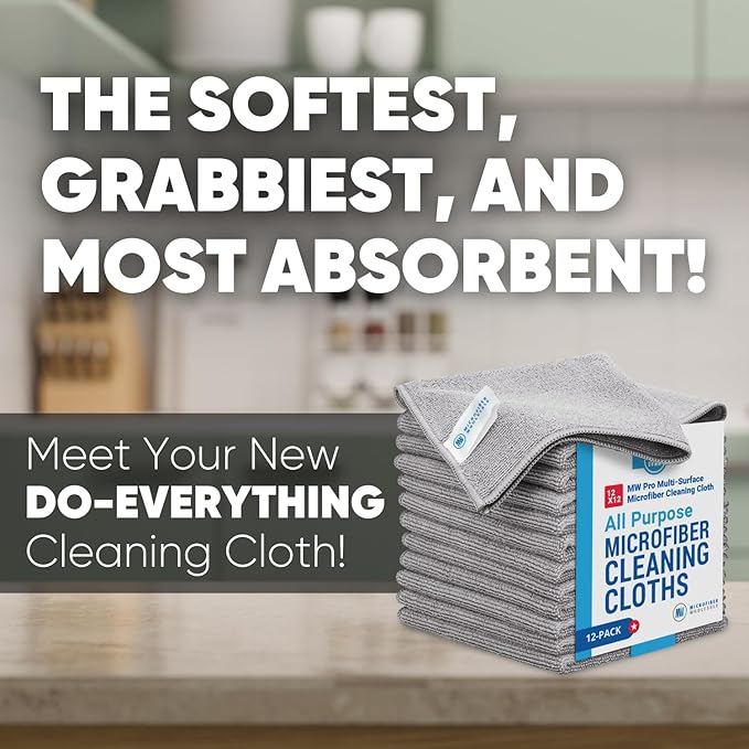 12" x 12" MW Pro Multi-Surface Microfiber Cleaning Cloths | Gray - 48 Pack | Premium Microfiber Towels for Cleaning Glass, Kitchens, Bathrooms, Automotive, Supplies & Products-DeskLoop Office