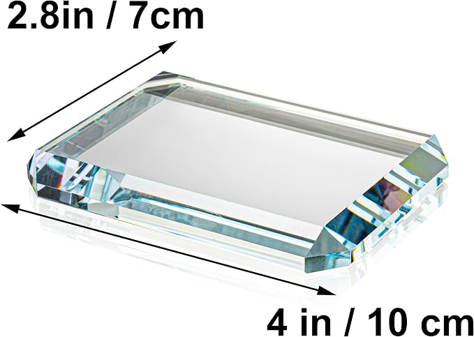 Set of 2 Rectangular Glass Paperweight Blocks - Image 2