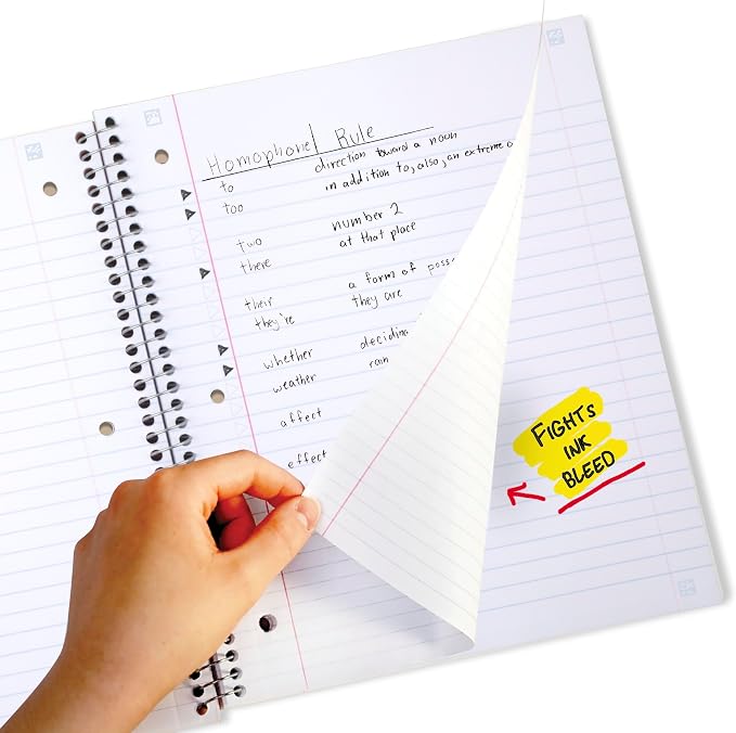 Five Star Spiral Notebook + Study App, 5 Subject, Wide Ruled Paper, 200 Sheets - Image 4