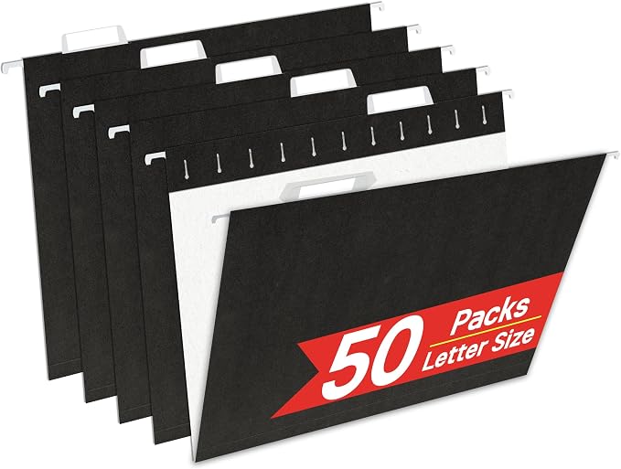 VZCPYTPM 50 Pack Hanging File Folders, Letter Size 8.5x11 Inch, Reinforced Rods by OfficeSuppliesDirect