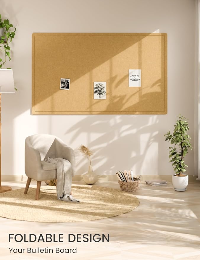 Fluxynara Large Bulletin Board, Foldable Felt Pin Board - Image 6