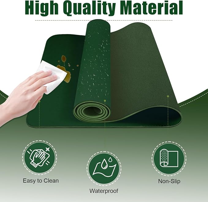 Leather Desk Pad Protector, 47.2'' x 23.6'', Suede Base Desk Blotter, Non-Slip - Image 3