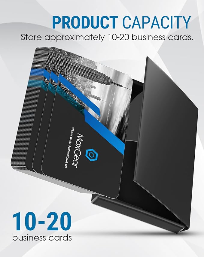 MaxGear Stainless Steel & ABS Business Card Holder, Slim Card Case, Fits - Image 3