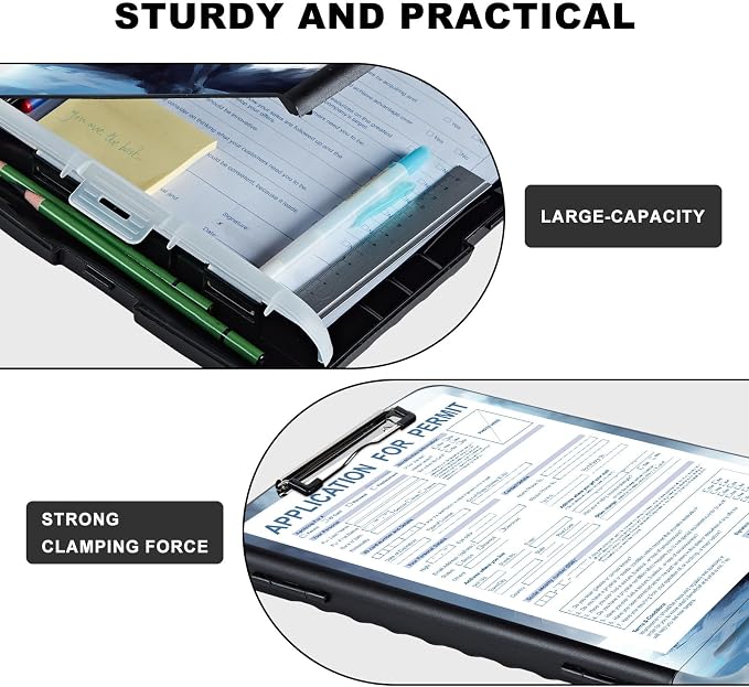 Clipboard with Storage, Heavy Duty Plastic Storage Clipboard with Low Profile - Image 3