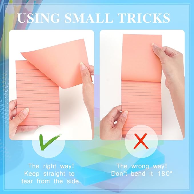 Early Buy 6 Pads Lined Sticky Notes with Lines 4x6 Self-Stick Notes Bright Color Sticky Notes, 45 Sheets/Pad (Pink)-DeskLoop Office